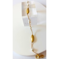 Βραχιόλι Σε Κίτρινο Χρυσό 14Κ Με Ρόμβους και μαργαριτάρια (BR116)